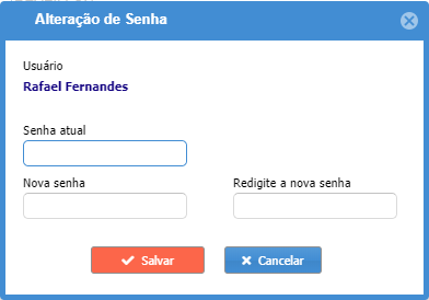 Alteração de senha do usuário atual