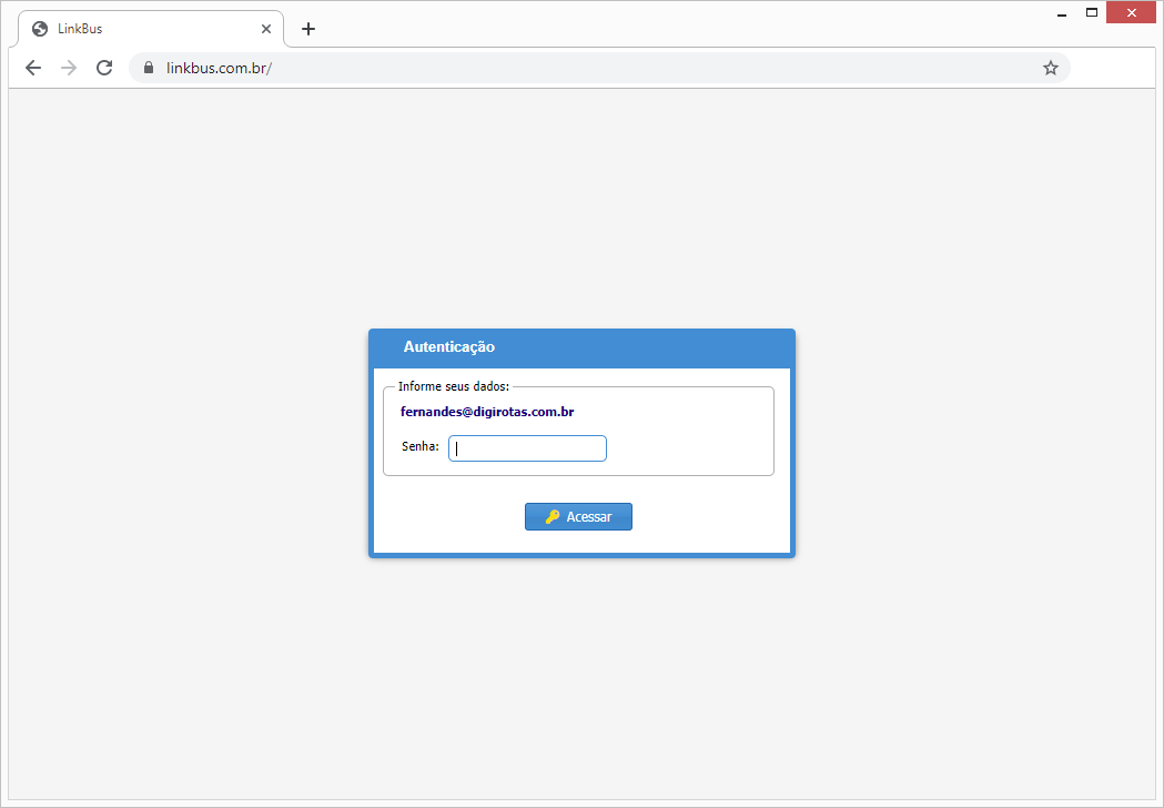 Solicitação da senha para login no LinkBus