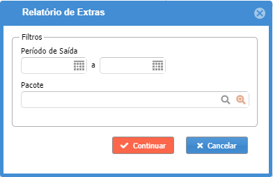 Filtros para exibir o relatório de extras