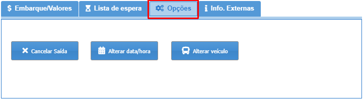 Manutenção da da saída através do botão opções